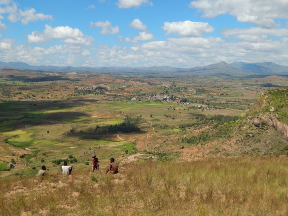 Standing on top of the mountain that served as our paragliding launch pad, looking out across the Betsileo countryside